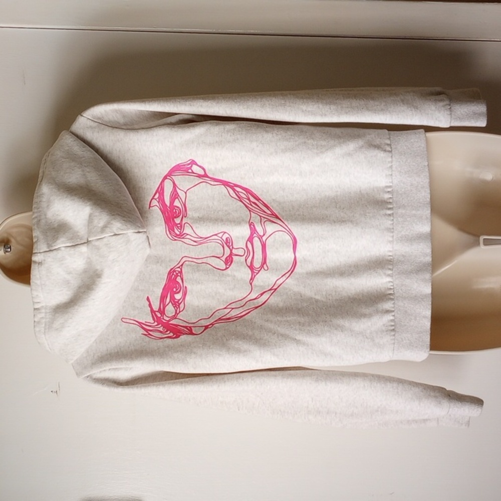 *50off3* Avicii H&M Zip Hoodie Graphic Sweatshirt S Light Gray Hot Pink - Picture 5 of 12